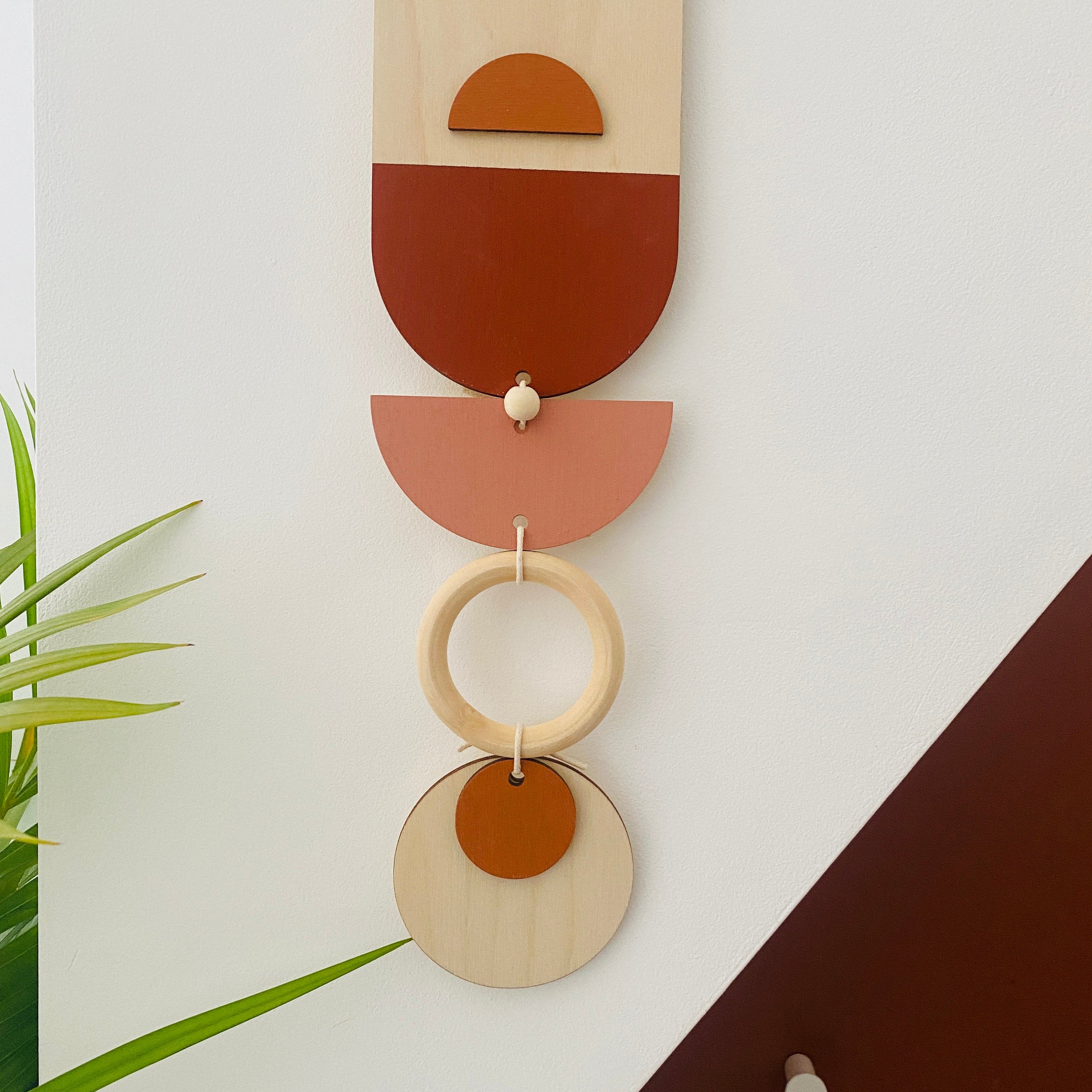 Bauhaus Wall Art - Geometric Wall Art - Warm Decor - Wood Wall Art