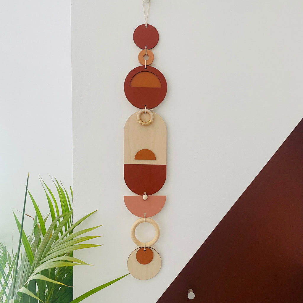 Bauhaus Wall Art - Geometric Wall Art - Warm Decor - Wood Wall Art