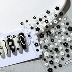 Hello Claws | Black White flower Nail Deco Sticker