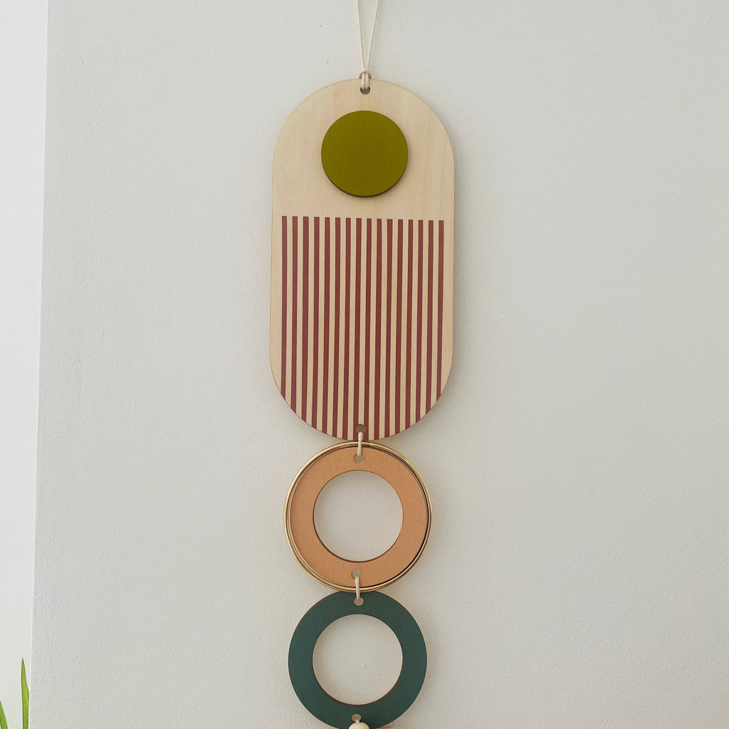 Bright Wall Art - Geometric Artwork - Minimalist Wall Hanging - Bright Wall Hanging - Slim Centre Piece Art - Long Wall Tapestry - Colourful