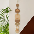 Medium Sunset Modern Art Wood Wall Hanging - Green - Red - Blue - Pink - Brown - Neutral - Colourful Wooden Wall Art