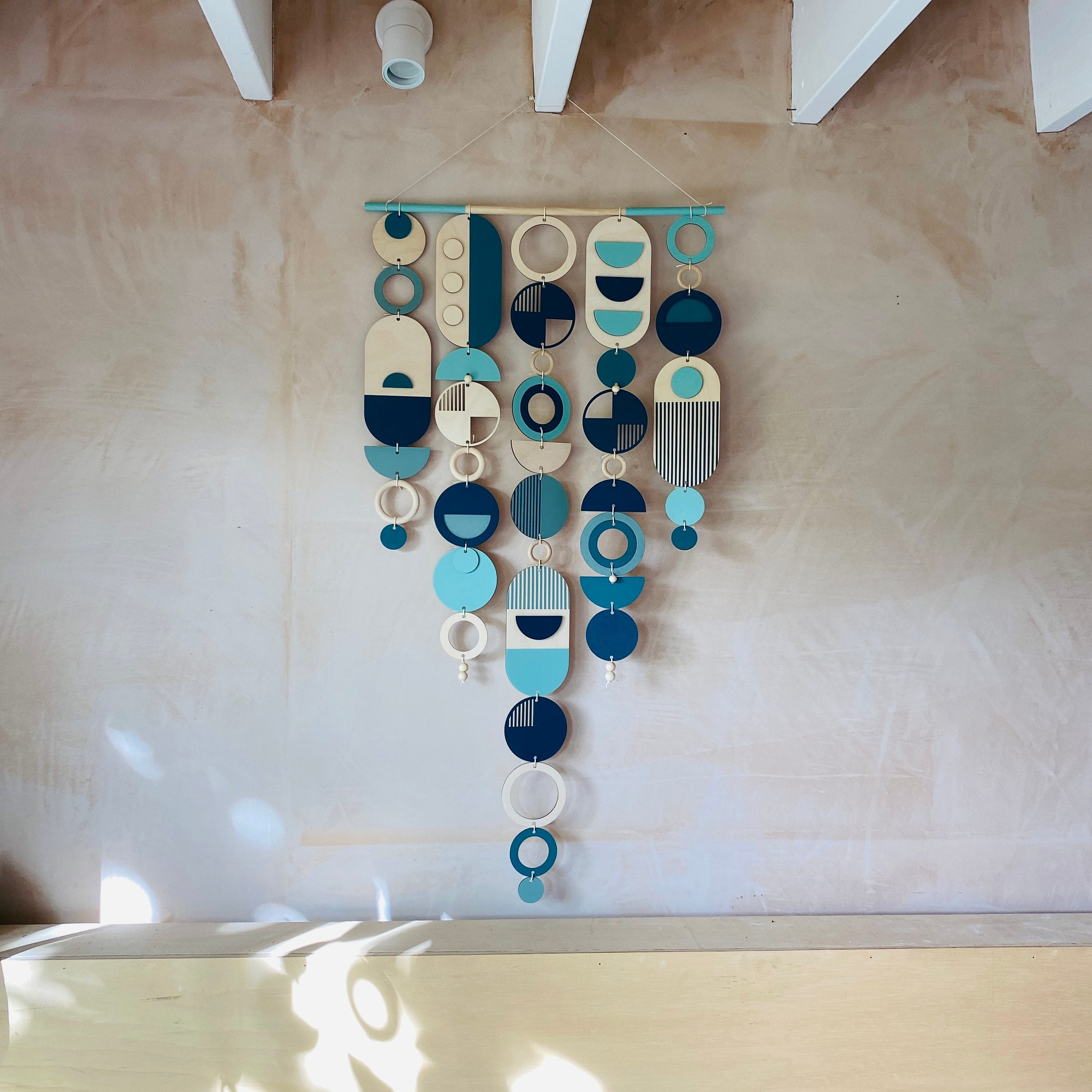Large Blue Wall Art - Geometric Artwork - Minimal Home Decor - Ocean Wall Art - Large Centre Piece Art - Big Wall Tapestry - New Art Deco