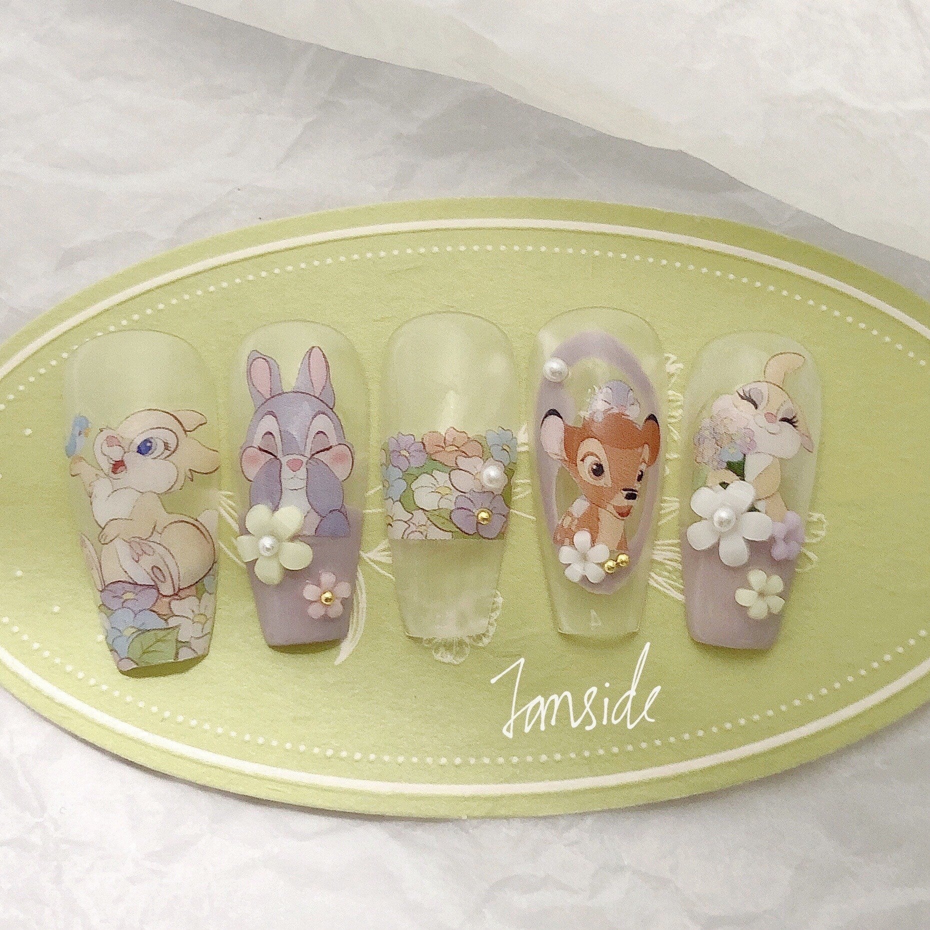Hello Claws | Flower Bunny Embossed Pattern Design Nail Deco Sticker