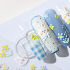 Hello Claws | Flowering Shrubs Bunny Embossed Pattern Design Nail Deco Sticker