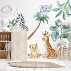 Adorable Safari Wall Decals - Removable Peel and Stick African Animals Stickers for Kids Room