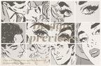 Black & White Pop Art Wall Mural, Self adhesive removable wallpaper, peel and stick, temporary wallpaper, wall art