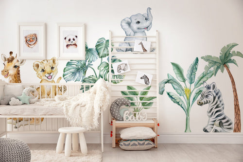 Adorable Safari Wall Decals - Removable Peel and Stick African Animals Stickers for Kids Room