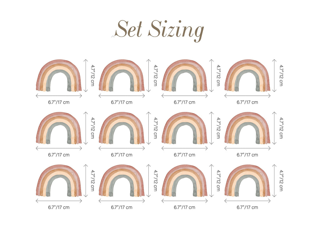 Removable Watercolor Rainbows Stickers, Rainbow, Decals for kids