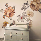 Soft Nursery Floral Wall Decal Wall Sticker for Kids Vintage Peony Flower