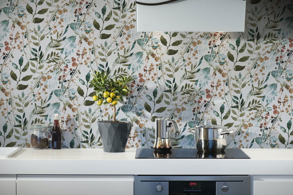 Herb Leaves Watercolour Wallpaper