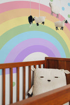 Large Rainbow Decal for Girl Bedroom, Gift Polka Dots Wall Stickers Kids, Pastel Rainbow Vinyl Sticker Playroom, Rainbow Nursery Decoration