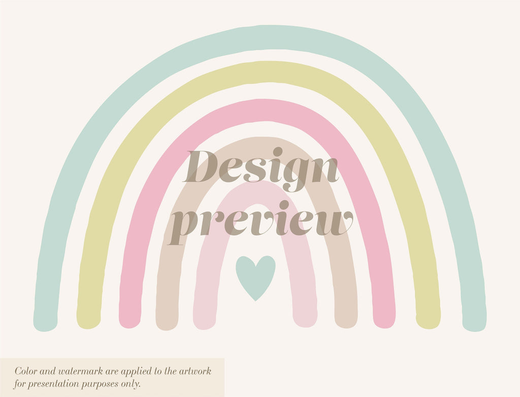 Rainbow Wall Sticker Drawn - With A Small Heart