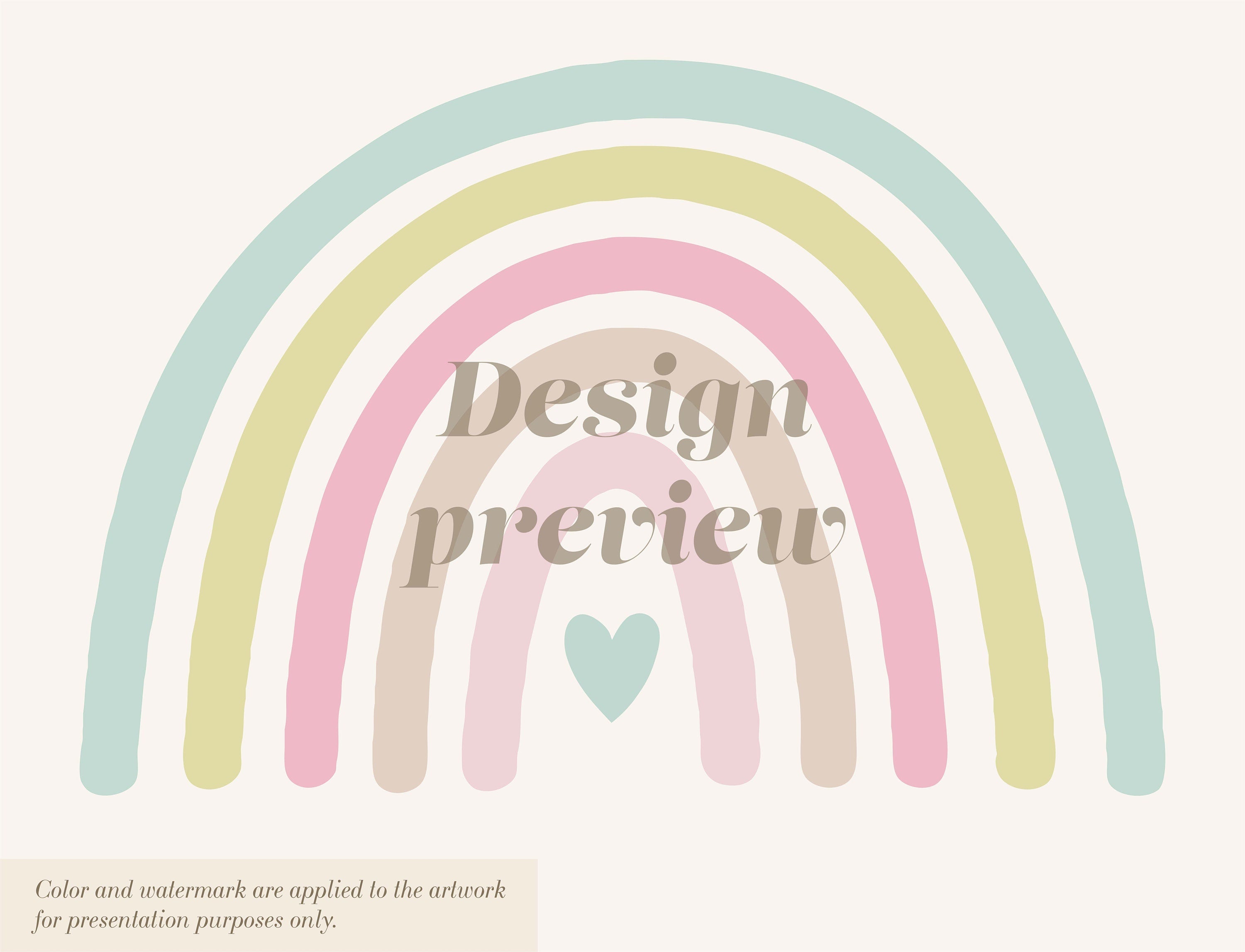 Rainbow Wall Sticker Drawn - With A Small Heart