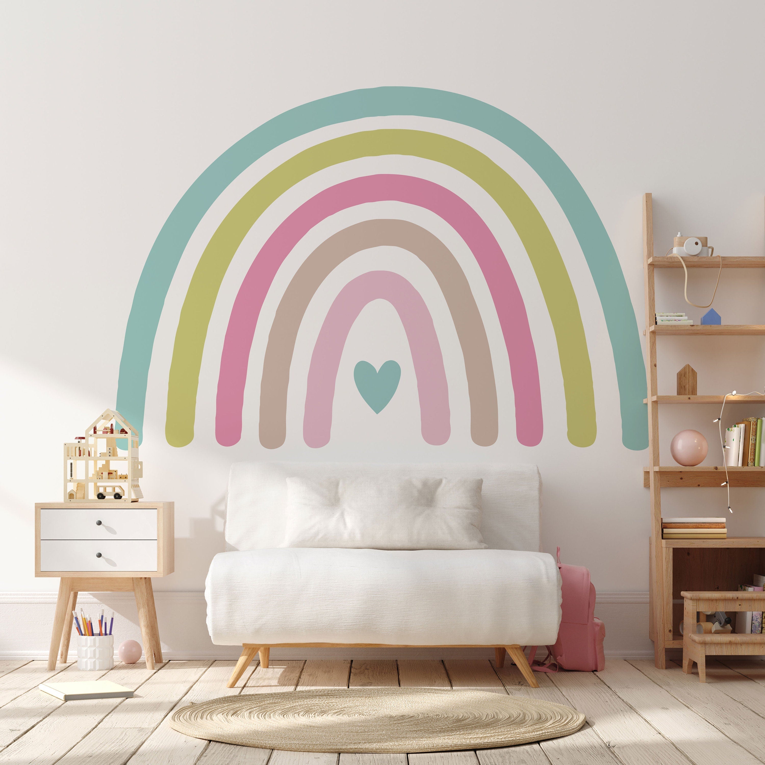 Rainbow Wall Sticker Drawn - With A Small Heart