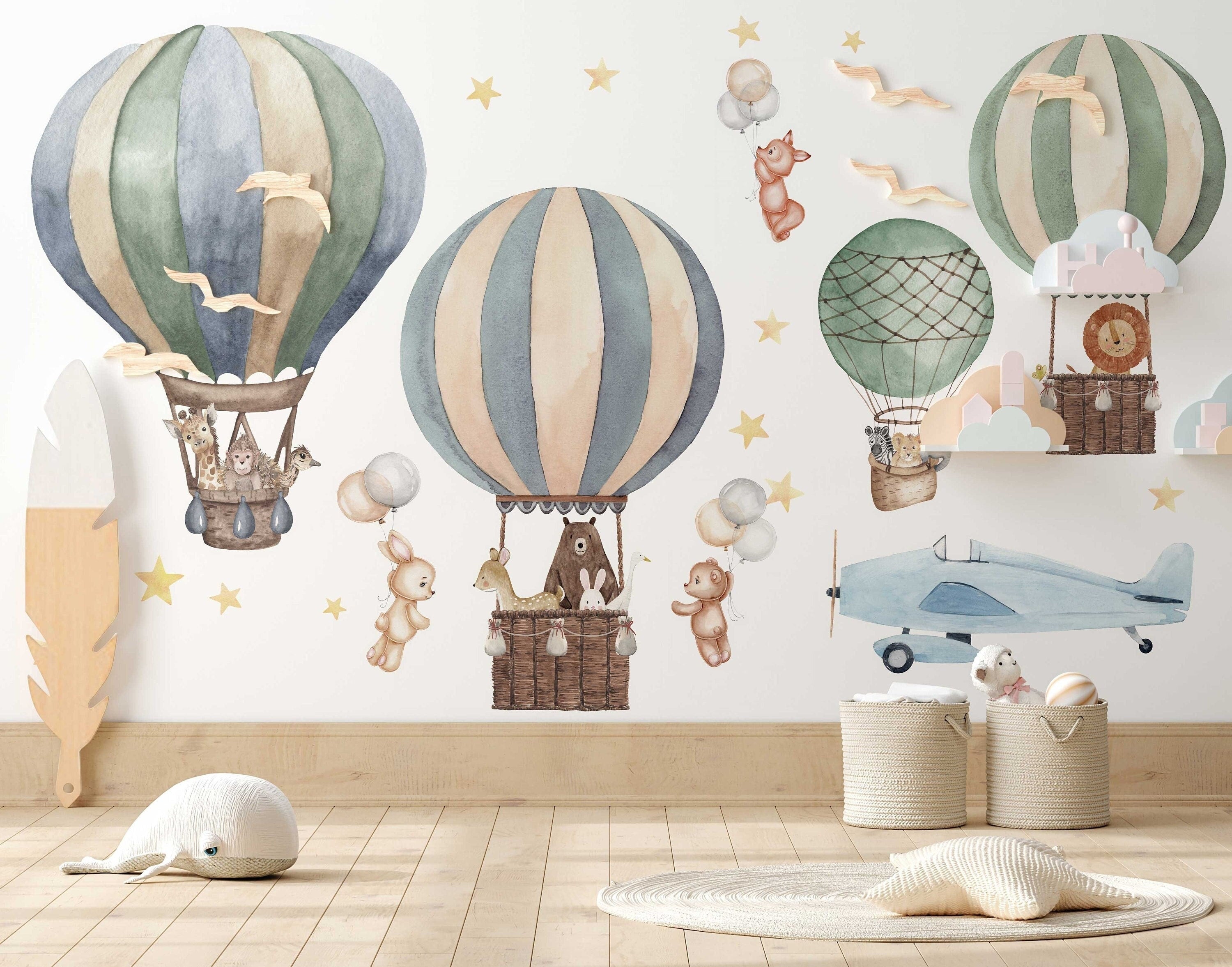 Colourful Hot Air Balloons Wall Sticker for Kids Rooms
