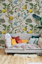 Lemon Grove Hummingbirds Peel and Stick Wallpaper - Removable Self-Adhesive for Nursery or Kitchen