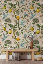 Lemon Grove Hummingbirds Peel and Stick Wallpaper - Removable Self-Adhesive for Nursery or Kitchen