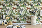 Playful Jungle Animals Watercolour Wallpaper for Nursery and Kids' Room Décor