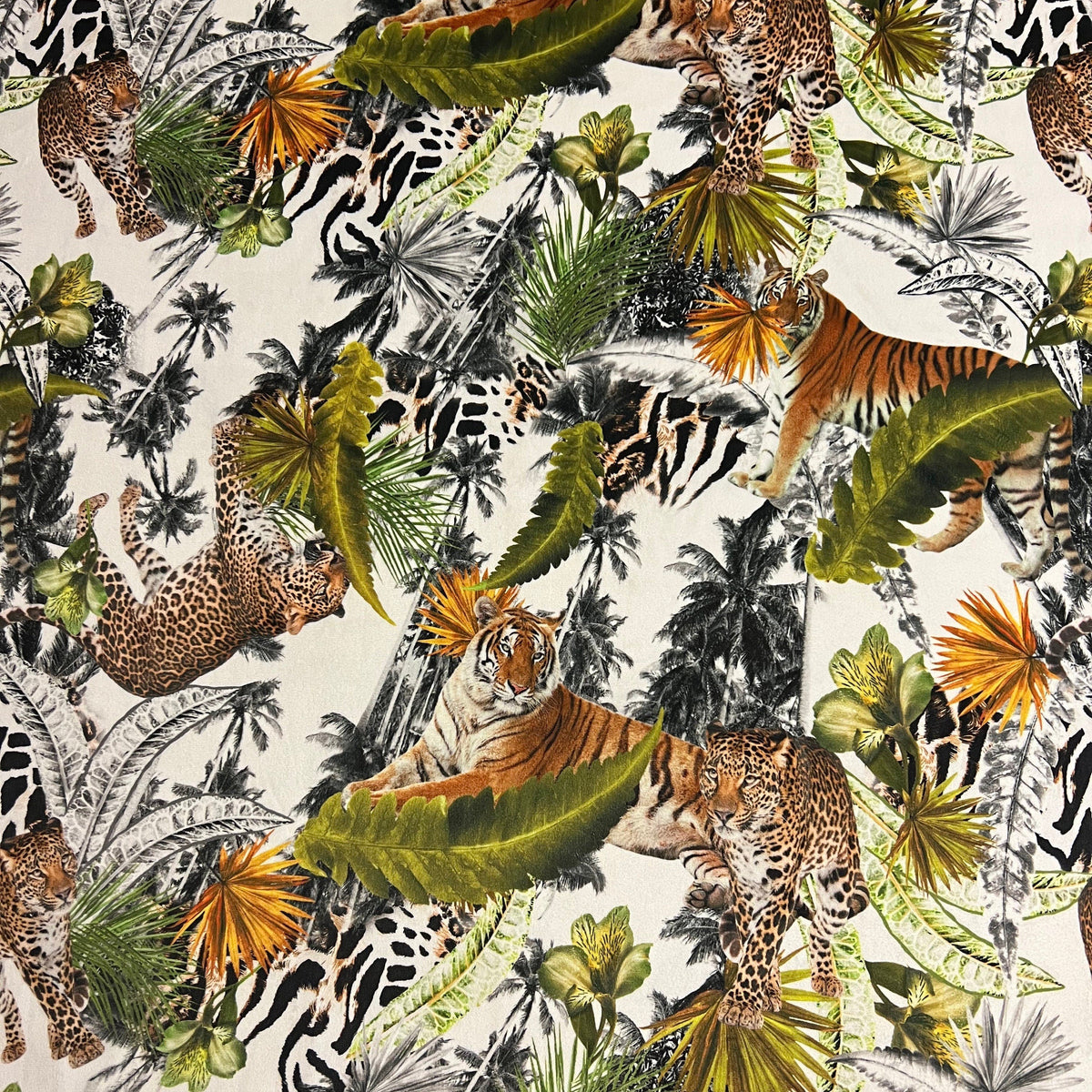 Tiger cheetah jungle velvet drum lampshade / ceiling shade, with a white lining