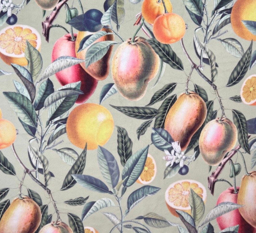 Summer Fruit Velvet Lampshade | French Drum Ceiling Light Shade | Bespoke Handmade Empire Lampshade