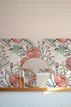 Anemone Fall Peel And Stick Wallpaper, Floral Wall Mural, Poppy Flowers Removable Wallpaper, Pink Wall Covering