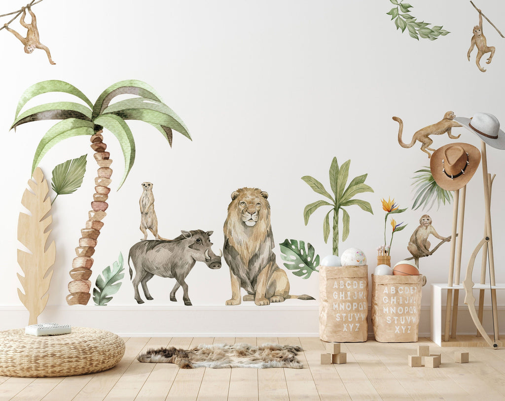 Jungle Animal Wall Stickers: Repositionable Nursery Decals for Your Little One's Room