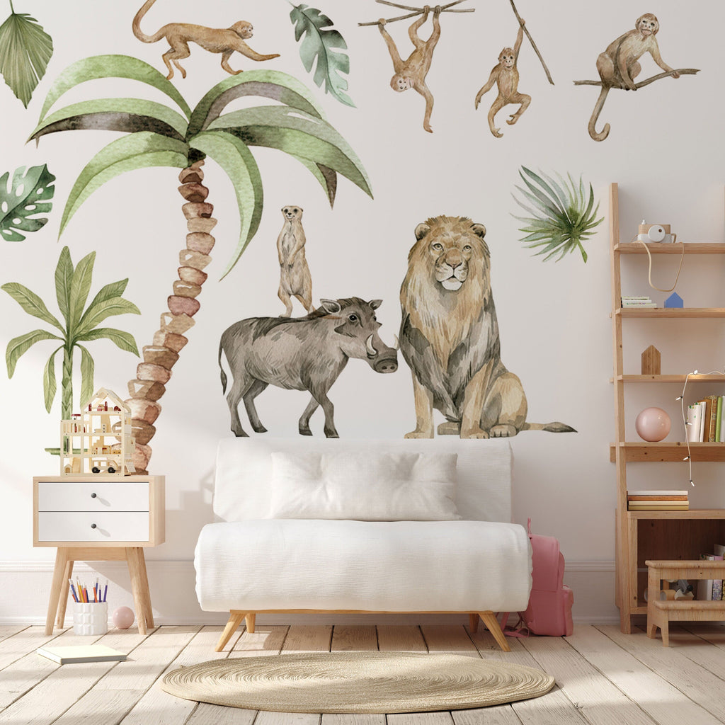 Jungle Animal Wall Stickers: Repositionable Nursery Decals for Your Little One's Room