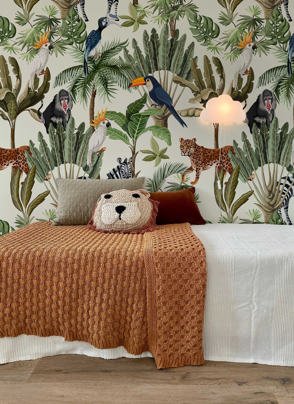 Playful Jungle Animals Watercolour Wallpaper for Nursery and Kids' Room Décor
