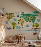 Educational Kids World Map Wall Decal for Nursery