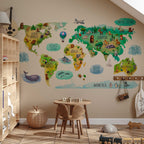 Educational Kids World Map Wall Decal for Nursery