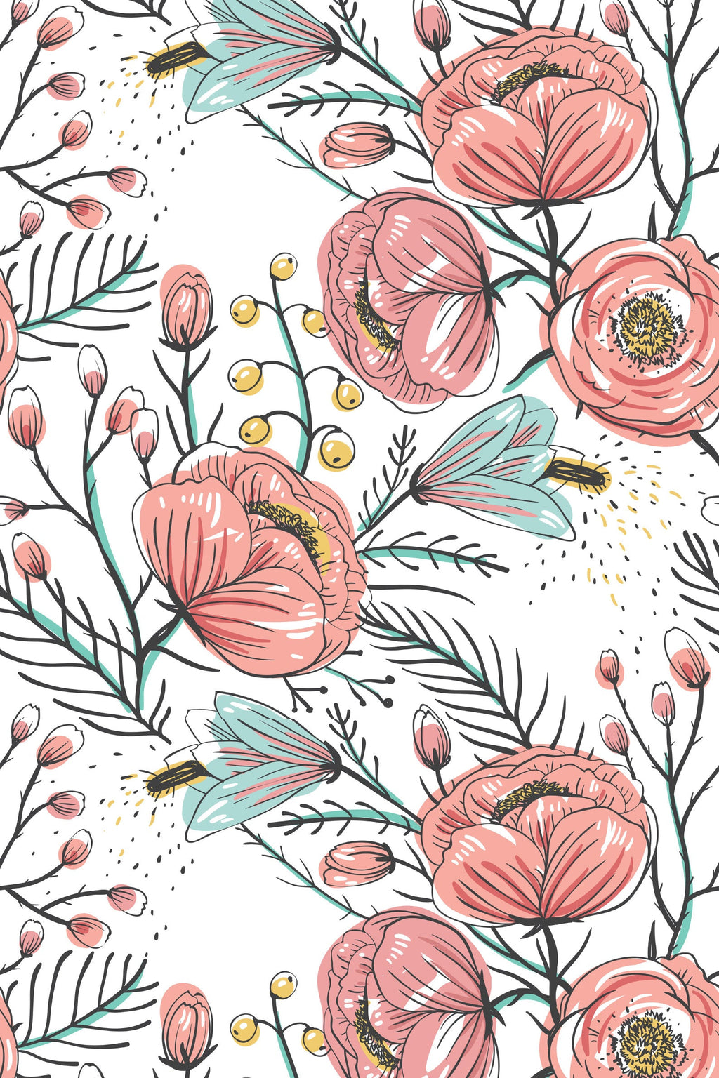 Anemone Fall Peel And Stick Wallpaper, Floral Wall Mural, Poppy Flowers Removable Wallpaper, Pink Wall Covering