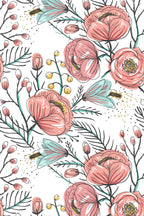 Anemone Fall Peel And Stick Wallpaper, Floral Wall Mural, Poppy Flowers Removable Wallpaper, Pink Wall Covering