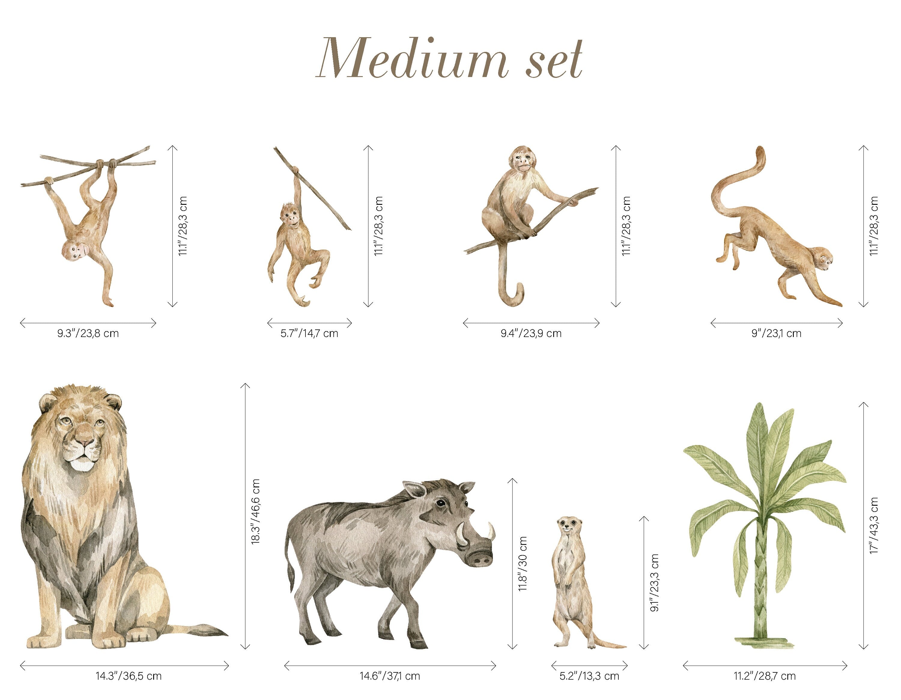 Jungle Animal Wall Stickers: Repositionable Nursery Decals for Your Little One's Room