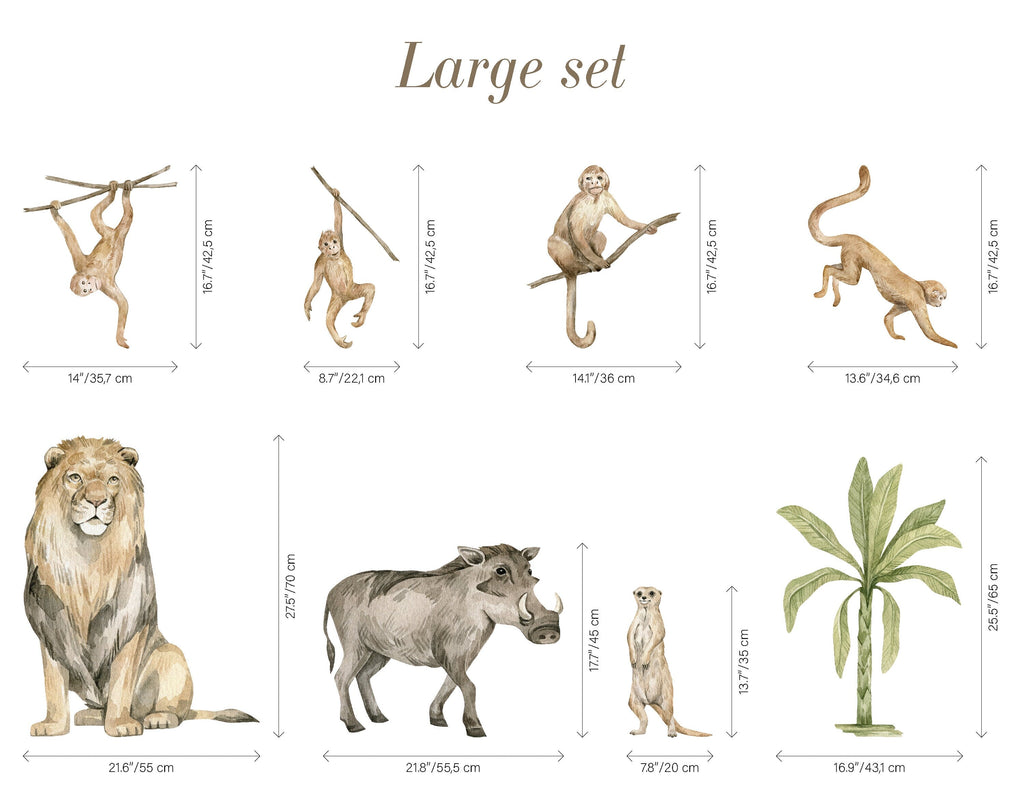 Jungle Animal Wall Stickers: Repositionable Nursery Decals for Your Little One's Room