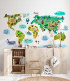 Educational Kids World Map Wall Decal for Nursery