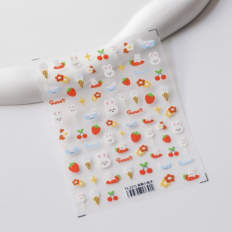 Hello Claws | Nail Deco Pink Strawberry Cherry Bunny Sticker