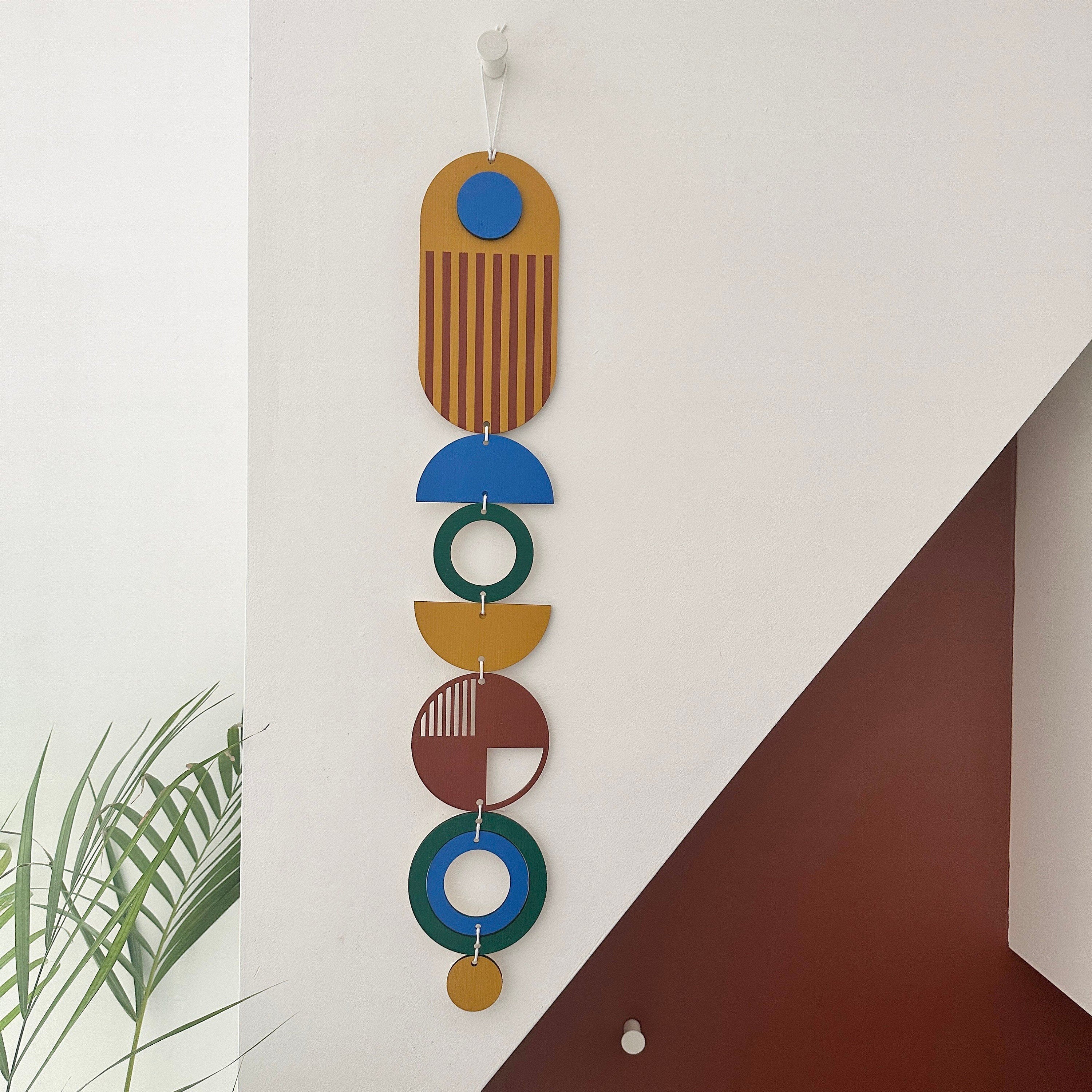 Bright Wall Hangings - Geometric Artwork - Colourful Home Decor - Fun Home Decor - Slim Wall Art - Long Wall Hanging - Fun Wall Art