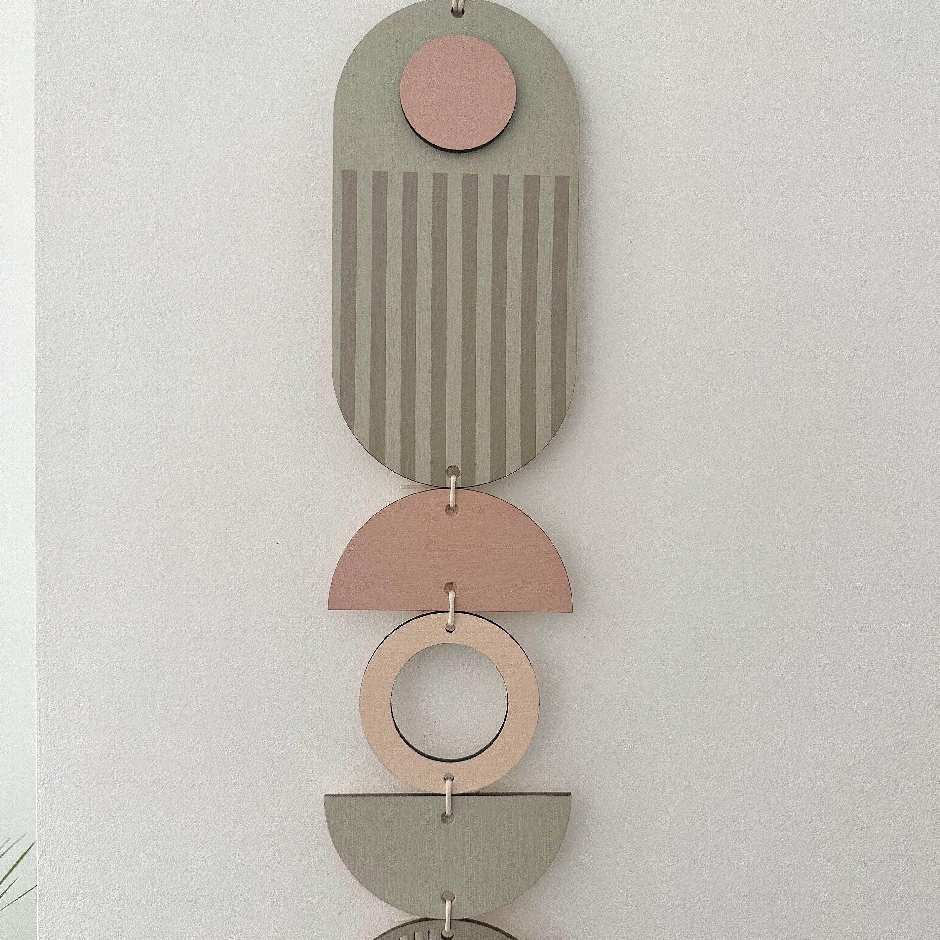 Pink and Grey Wall Hanging - Soft Pink Decor - Muted Pink Wall Decor - Slim Long Art - Thin Wall Hanging - New Home Gift - Pink Wall Art
