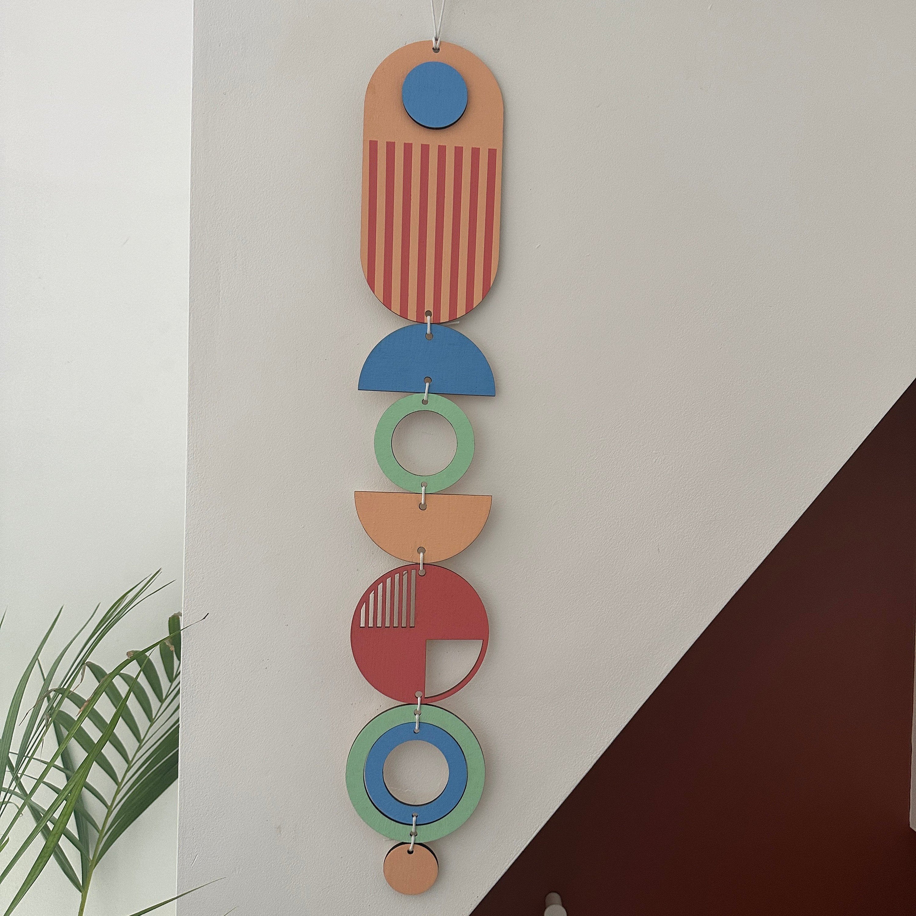 Bright Wall Hangings - Geometric Artwork - Colourful Home Decor - Fun Home Decor - Slim Wall Art - Long Wall Hanging - Fun Wall Art