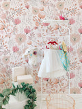 Nursery Floral Wallpaper Peel and Stick Kids Soft Garden Flowers Wall Mural