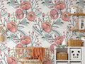 Anemone Fall Peel And Stick Wallpaper, Floral Wall Mural, Poppy Flowers Removable Wallpaper, Pink Wall Covering