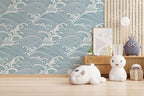 Chinese Waves Self Adhesive Wallpaper | Removable Blue-Gray Mural | Eco Friendly Design