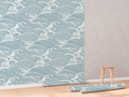 Chinese Waves Self Adhesive Wallpaper | Removable Blue-Gray Mural | Eco Friendly Design