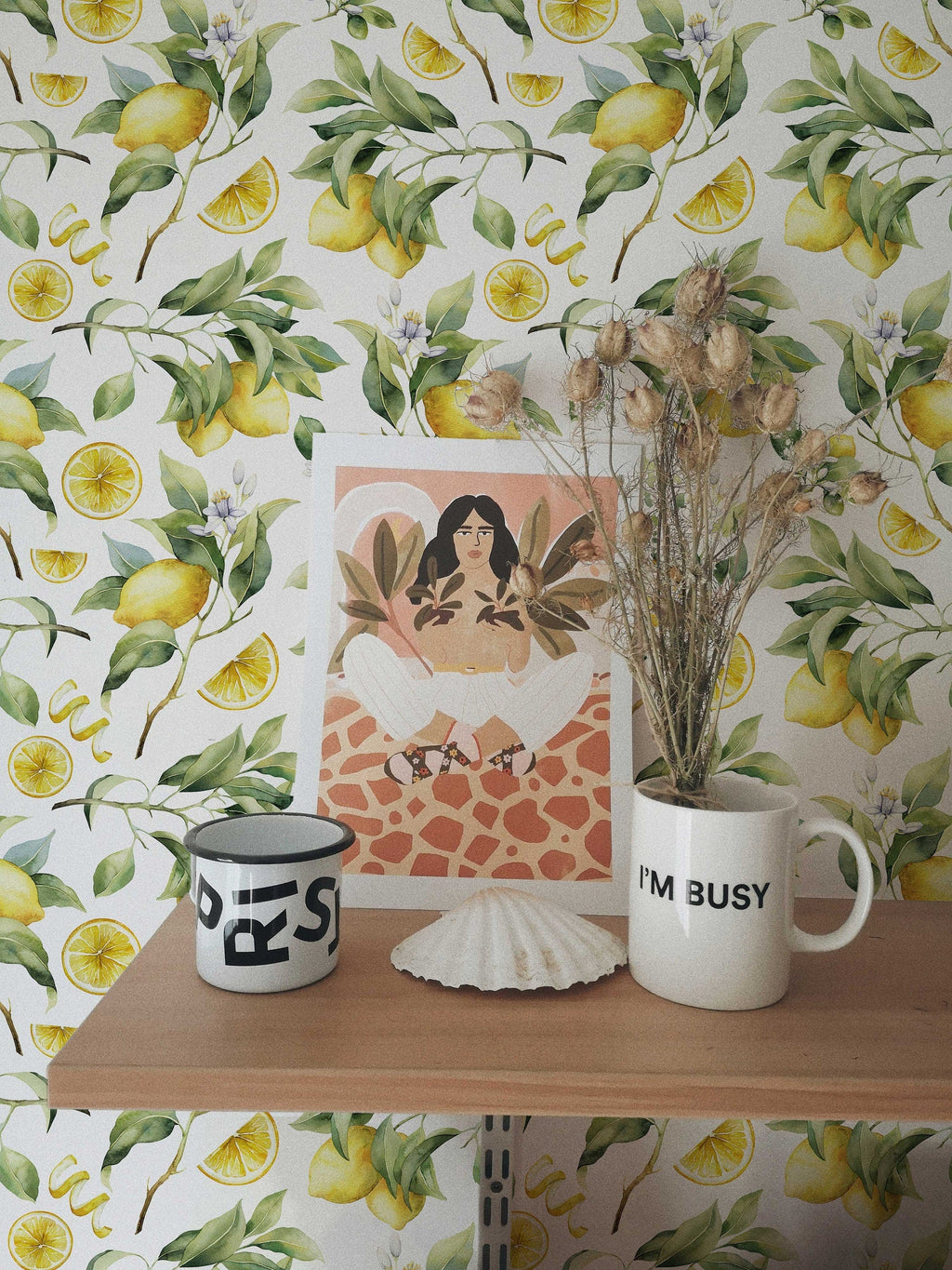 Lemon Tree Wallpaper | Removable Self-Adhesive Wallpaper | Pasted Mural for Temporary Feature Wall Decor