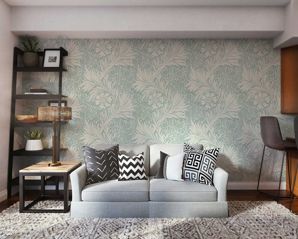 Marigold Floral William Morris Removable Wallpaper | Self-Adhesive | Pasted | Mural | Temporary | Feature Wall Decoration