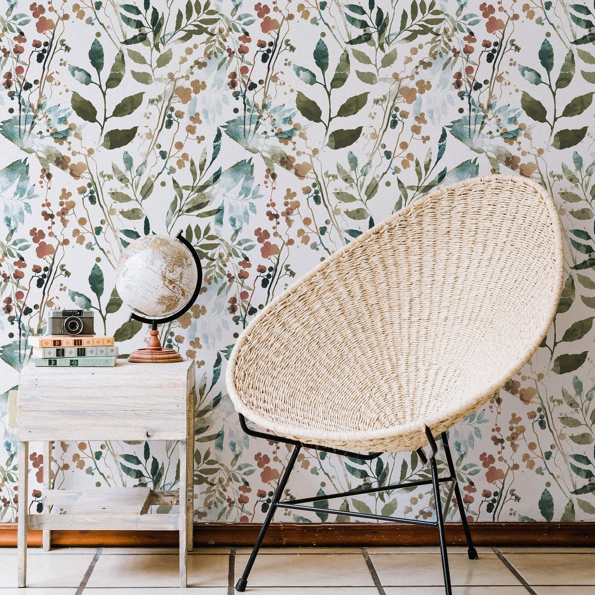 Herb Leaves Watercolour Wallpaper
