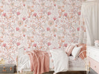 Nursery Floral Wallpaper Peel and Stick Kids Soft Garden Flowers Wall Mural