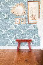Chinese Waves Self Adhesive Wallpaper | Removable Blue-Gray Mural | Eco Friendly Design