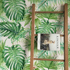 Tropical Leaves Peel and Stick Wallpaper | Removable Monstera Palms Mural | Eco Friendly Wall Decor
