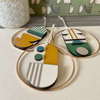 Small Geometric Wall Hanging - Mini Mid-Century Wall Art - Little Wooden Decoration - Contemporary Wall Decor